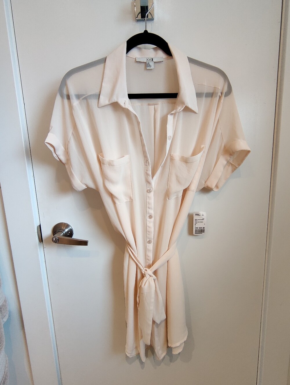 Tie-Waist Shirt Dress in Soft Cream BNWT